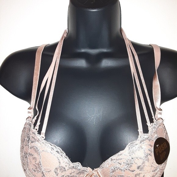 Youmita 32B Tuscany Metallic Lace Strappy Bra NWT - Picture 6 of 8
